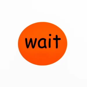 Orange circle, word: wait