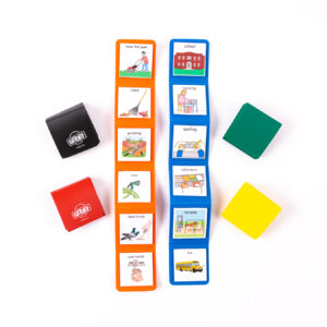 Foldable visual schedules, various colors.
