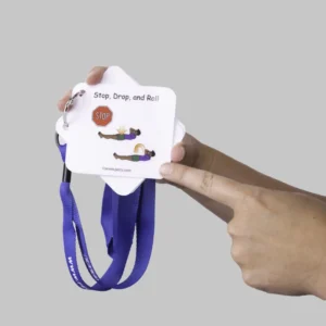 Show & Go: Fire Safety Edition Stop, drop and roll picture on lanyard.